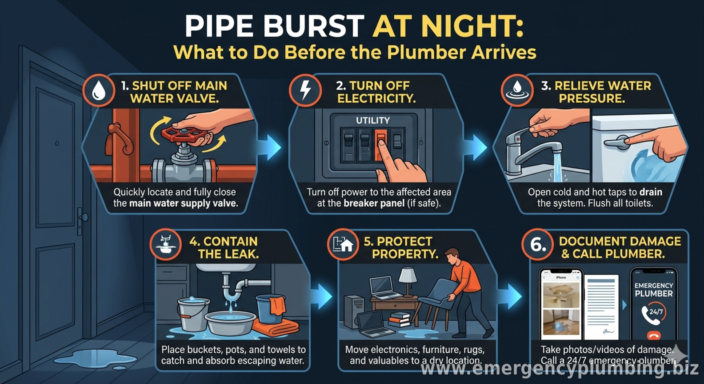 Pipe Burst at Night: What to Do Before the Plumber Arrives